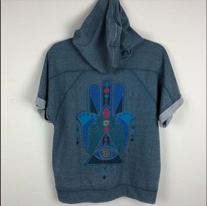 LUCKY BRAND Geo Hamsa Hoodie Blue Boho